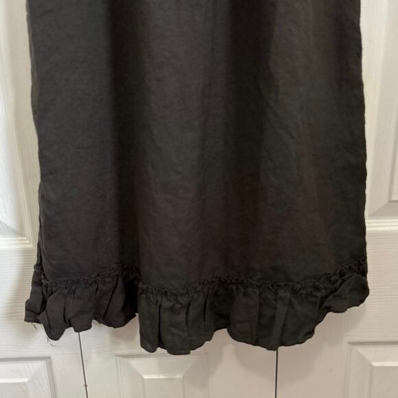 Bonjour Le Lin 100% Linen Black Ester Sleeping Dress with Ruffles Large - Picture 6 of 9